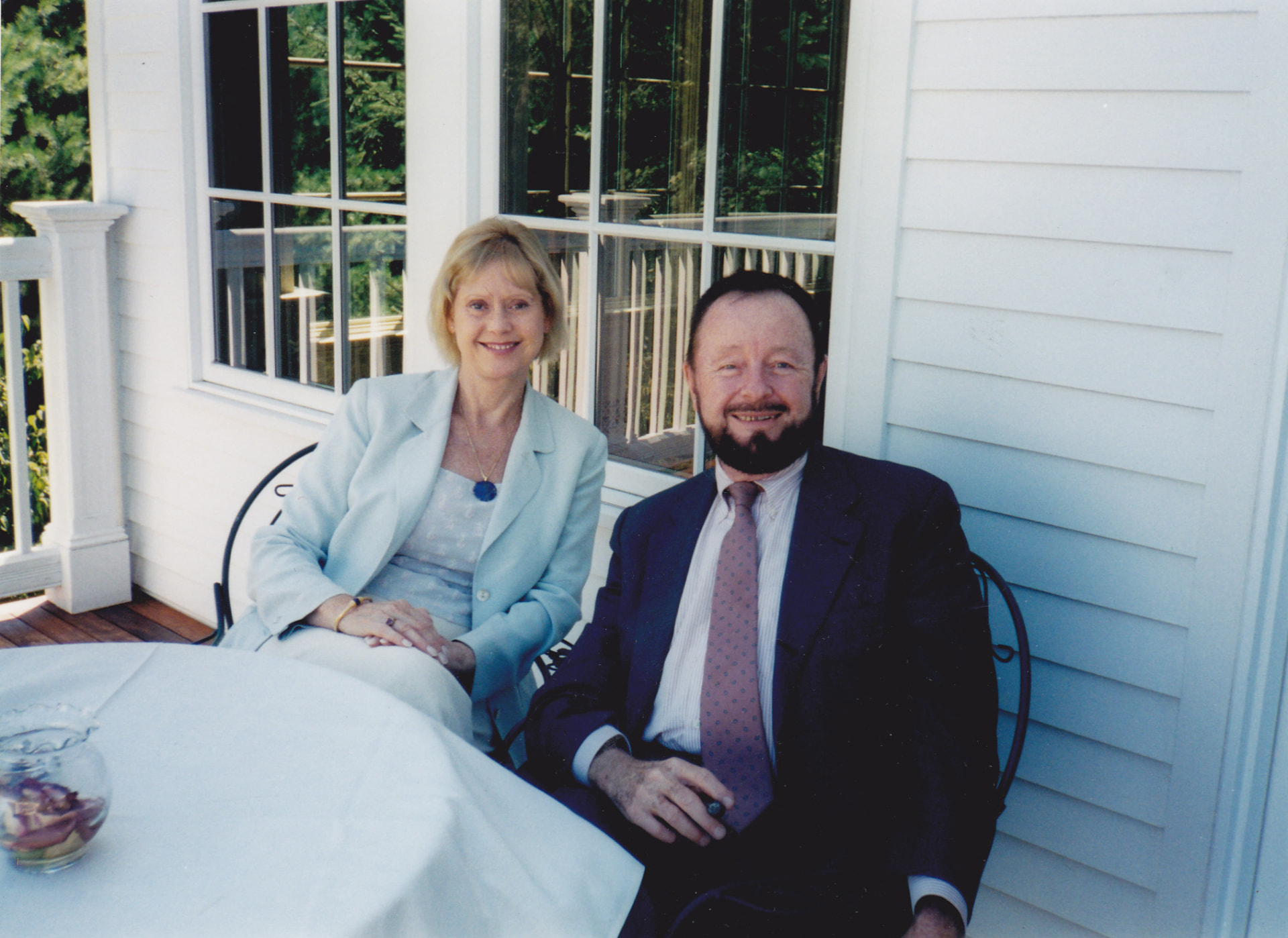 Paula Roberts sitting outdoors with famed remote viewer Ingo Swann